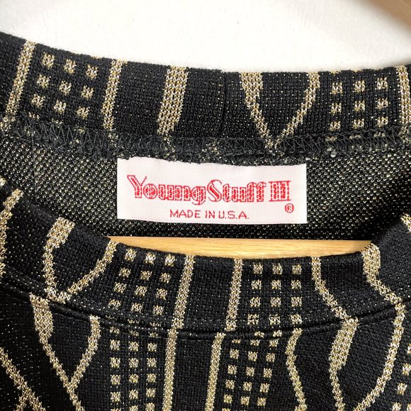 1970s vintage metallic gold and black tunic - size 2x - Picture 6 of 6